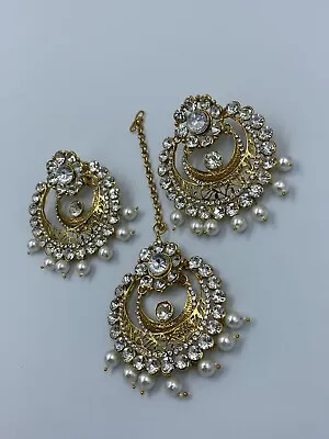 Indian Bollywood Style Tikka And Earrings Set - Jhumka And Tikka Set • $19.99