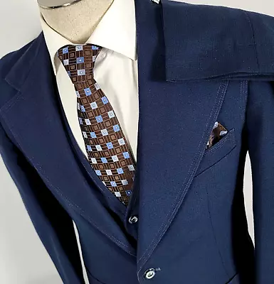 Vtg 70's JAYMAR SANSABELT Men's 3 Piece Suit Blue 34 Long • $84.99