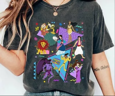 Retro 90S Disney Characters Shirt Powerline Aladdin Megara Mulan Pocahontas Tee • $18.99