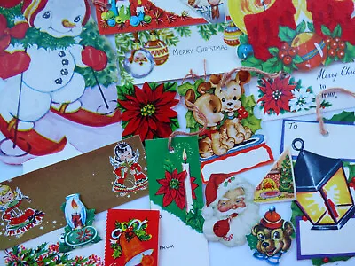 Vintage 40's 50's Christmas Gift Tag & Seal Lot ~Nice Mid Century Modern Antique • $18.95