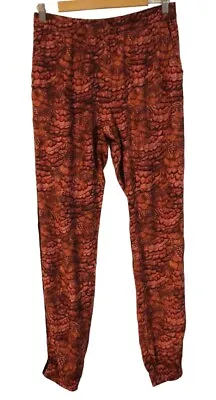 Maison Scotch Size 8-10 Copper Red Black Owl Feather Print Viscose Rayon Pants • $22.37
