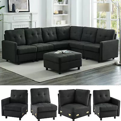 Sectional Sofa Set Modern Linen Fabric With Reversible Chaise Upholstered Couch • $129.99