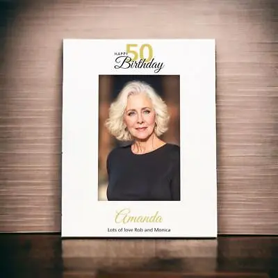 Personalised 50th Birthday Photo Frame Portrait With Name And Sentiment C58-135 • £13.99