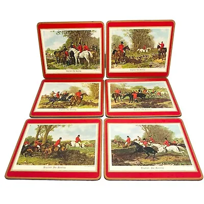 PIMPERNEL Vintage X6 Traditional Place Mats - English Fox Hunting - Royal Red • $49