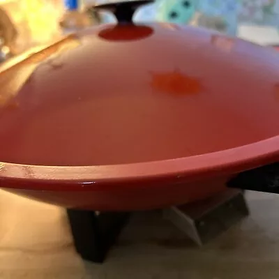 1988 West Bend Wok. Red. 15” Diameter. With Cookbook. Small Dent On Lid • $24.99