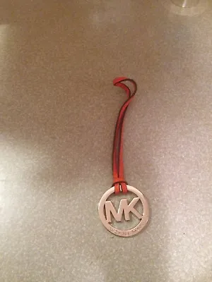 New Michael Kors Signature Hang Tag Fob Charm TANGERINE SILVER 2  Wide 5  Long • $24.95