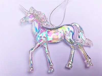 £4.49 • Buy Iridescent Shimmer Christmas Tree Decoration Xmas Fairy Tale Unicorn With Horn