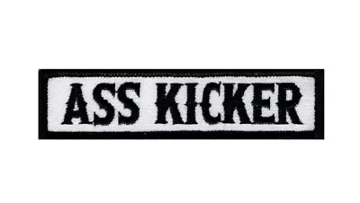 Ass Kicker Mc Outlaw Embroidered Iron On Biker Patch (4.0 X 1.0) Blk/wht • $5.99