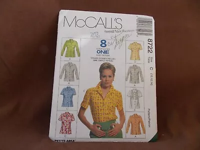 McCalls Misses Shirts Sizes 10-14 Uncut Pattern 8722 • $3.99