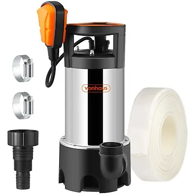 £49.99 • Buy VonHaus 1100W Submersible Water Pump With 8m Hose - Drain Pools, Hot Tubs, Ponds