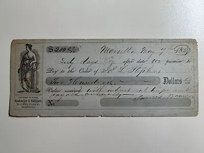 Marietta OH - Promissory Note - Marietta OH - 1857 • $7.95