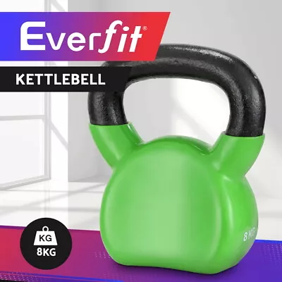 Everfit 8kg Kettlebell Set Weightlifting Bench Dumbbells Kettle Bell Gym Home • $36.95