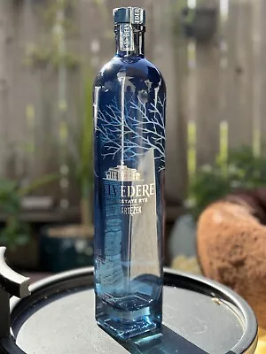 Empty Bottle Belvedere Vodka Single Estate Rye Lake Bartezek Deep Blue Glass 1L • $12.99