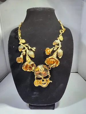 Rare Vintage Versace Versus Floral  Skull Necklace Signed • $1200