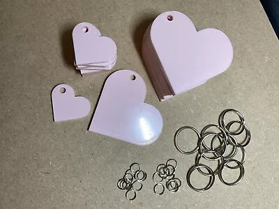 50 Pc Diy Pink Acrylic Heart Keyrings • £10