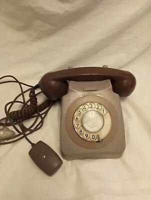 GPO Genuine Vintage Rotary Dial 746 Telephone From 1978. Grey/Brown. Untested • £19