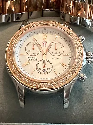 Michele Jetway Mother Of Pearl Quartz Diamond Chronograph Watch - MW17A01D2025 • $749