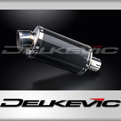 Delkevic Motorcycle 225mm Oval Carbon Fibre Exhaust Silencer End Can With Straps • $186.49