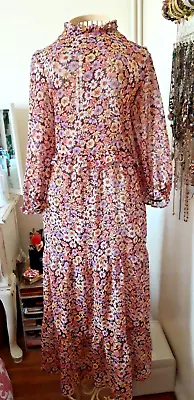 Miss Selfridge Floral Tiered Midi Dress Size 10 - 12 • £3