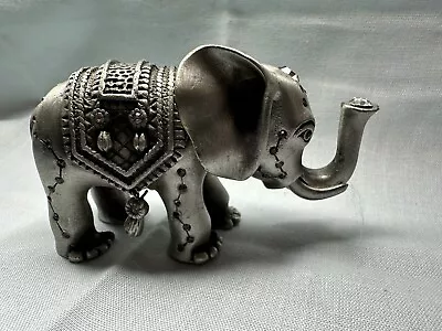 Jeweled Elephant Silver Metal Hinged Trinket Box • $40