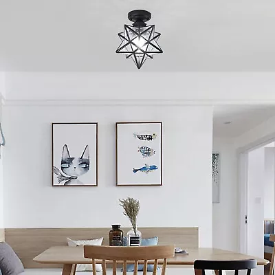 Moravian Star Glass Frosted Pendant Chandelier Light Modern Ceiling Lamp Fixture • $36.95