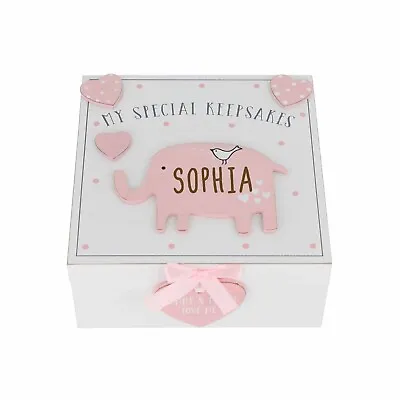 £16.99 • Buy Personalised Baby Girl Keepsake Box Pink Wooden Baby Memories Box- New Baby Gift