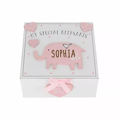 Personalised Baby Girl Keepsake Box Pink Wooden Baby Memories Box- New Baby Gift • £16.99