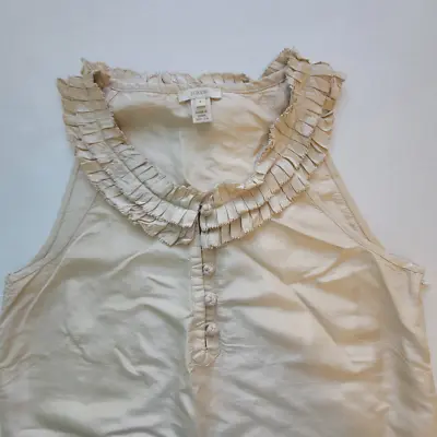 J.Crew Silk Ivory Ruffle Collar Top Sleeveless Size 4 • $22