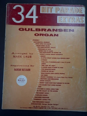 $10.99 • Buy 34 Hit Parade Extras (For The Gulbransen Organ) Also Organ, Piano Voice Guitar 