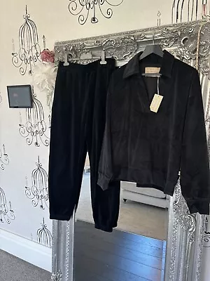 Araminta James Black Velour Velvet Tracksuit Medium • £24