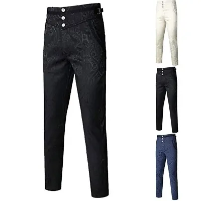 Mens Gothic Pants Vintage Cosplay Costume-Trousers Steampunk Victorian Pants • $25.73
