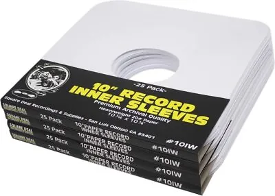 (100) 10” LP Vinyl Record Inner Sleeves - ARCHIVAL White Heavyweight Paper 10IW • $56.99