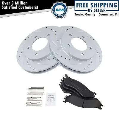 Front Metallic Brake Pad & Performance Drilled Slotted Coated Rotors • $129.05
