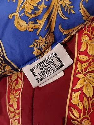 Vintage 90s VERSACE Comforter Barocco Red And Blue Reversible King Size • $1500