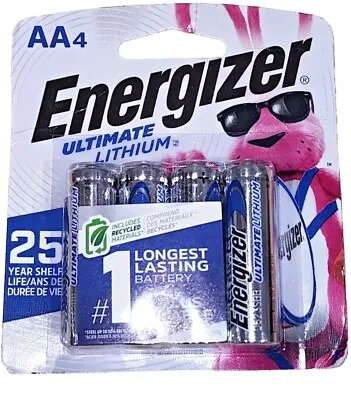 Energizer Ultimate Lithium AA Batteries 4 Pc. EXP: 12/2048 Brand New 25 Yr Shelf • $12.99