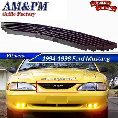 Fits 1994-1998 Ford Mustang Billet Grille Upper Grill Insert Black 1997 1996 • $46.61