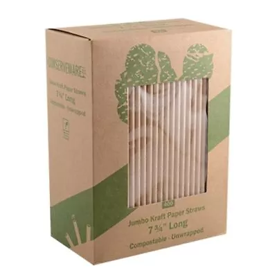 Fineline 42STRJ.KR 7.75-inch Craft Paper Jumbo Straws Compostable 3200/CS • $113.99