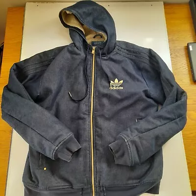 Adidas Denim Faux Fur Lined Full Zip Hoodie UK L • £45