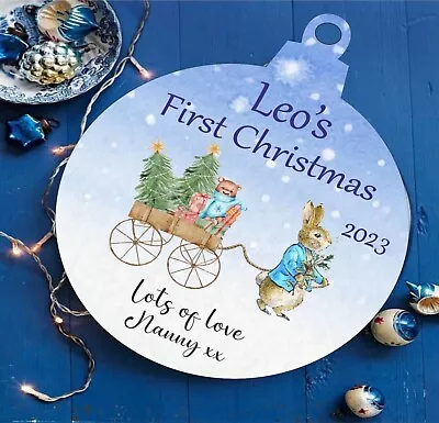 Baby Boys 1st First Christmas Bauble Personalised Tree Decoration Baby 1st Gift • £4.88