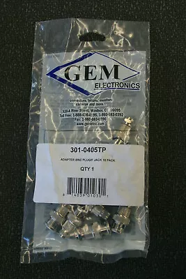 GEM Electronics 301-0405TP BNC Male To F Type Male RF Coaxial Adapter 10 Pack • $12.99