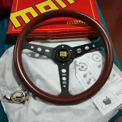 MOMO Heritage Indy Black Woodgrain Mahogany Wood Steering Wheel 350mm • $125.71