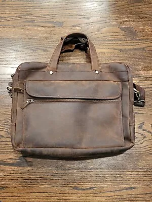 Classic Genuine Crazy Horse Leather Men's Briefcase - 15  Laptop Bag For Busines • $84.98