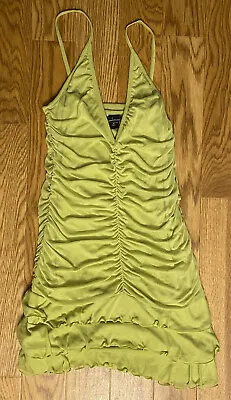 Vintage Mods International Women’s Size Medium Green Ruffle Bodycon Dress • $17.95