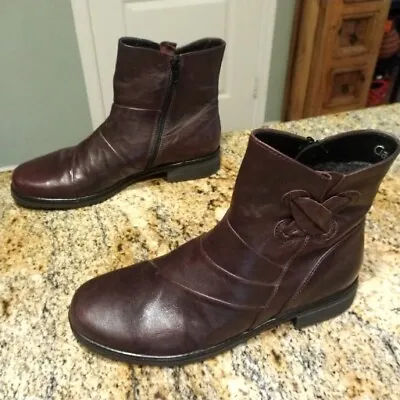 Gabor Womens Plum Purple Zip Biker Leather Boots Sz 6.5 - NWOB • $69