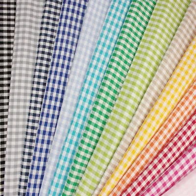 100% Cotton Fabric 1/4  Mini Check Gingham Squares 140cm Wide Tablecloth Summer • £10.50