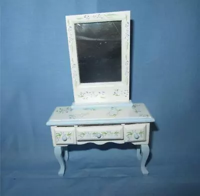 Miniature Dollhouse 1:12 Scale Painted Blue Desk & Mirror - Emwf617 • $8.99