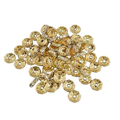 £3.55 • Buy Gold Shamballa Beads Rhinestone Rondelle In Various Sizes & Quantity