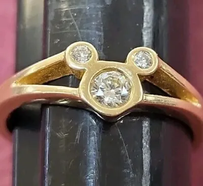 14k 1/4ct Diamond Mickey Mouse  Ring Size6 • $399