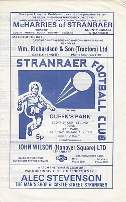 Stranraer V Queens Park 1977/8 (7 Jan) Scottish Cup • £2