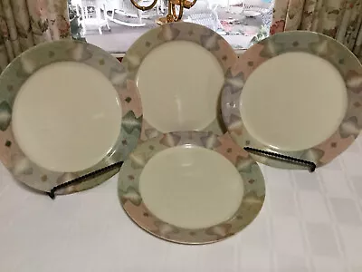 Set Of 4 Vintage Corelle USA Mirage Dinner Plates 10 1/4  Tan Beige Abstract • $35